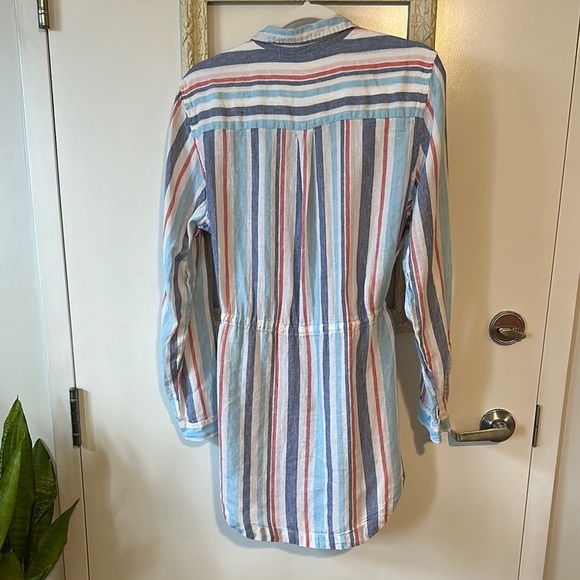 L. L. Bean Linen Striped Button-Up Shirt Dress - Picture 9 of 11